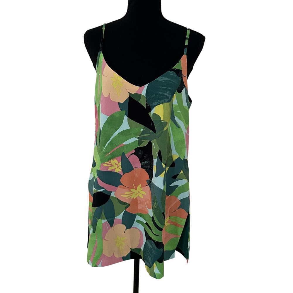 Eliane Rose Green Multicolor Adjustable Spagetti Strap Top Size M NWT